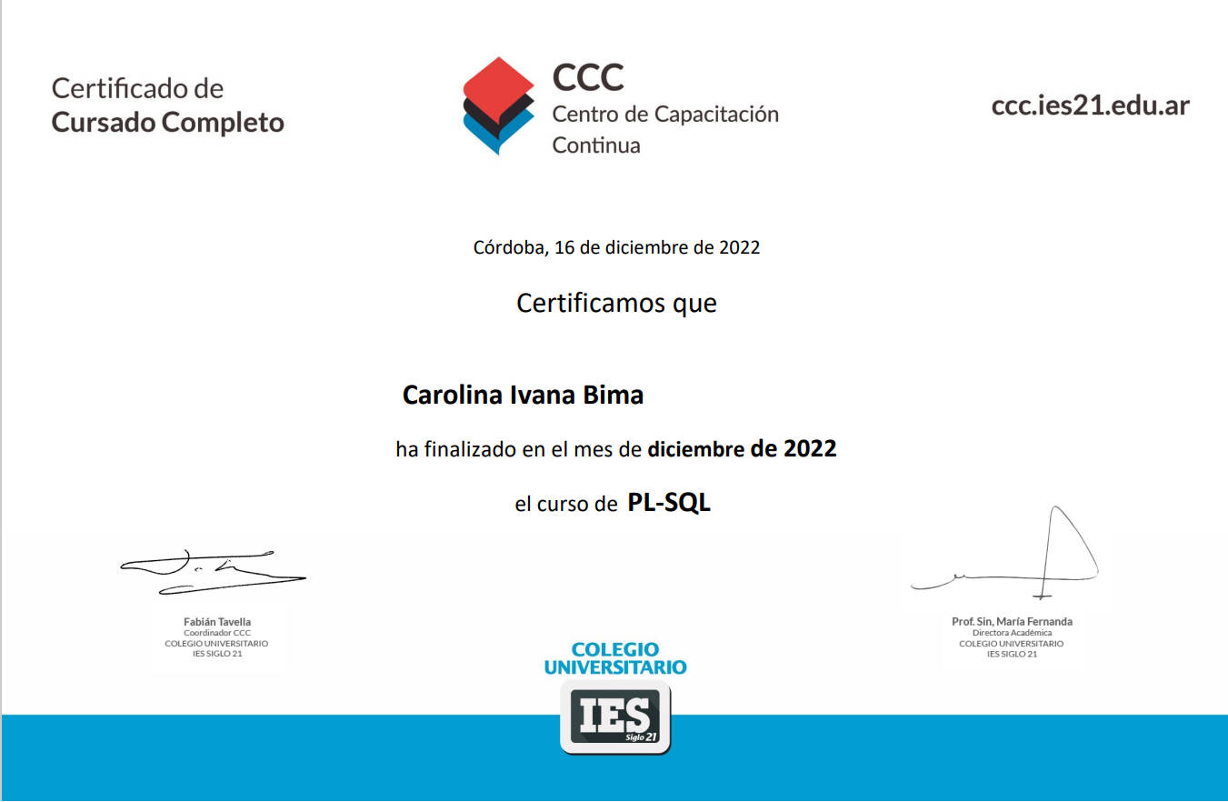 Curso de Pl-SQL (Vates - Colegio Universitario IES Siglo XXI)